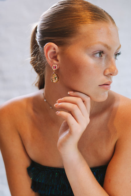 The Pink Reef Austria Earring in Pink Fire Opal