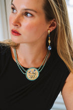 Load image into Gallery viewer, The Pink Reef Elongated Jewel Drop in Jonquil and Sapphire