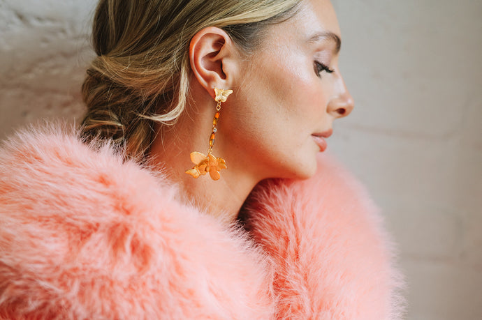 The Pink Reef Oscar Mid flight Butterfly Earring in Topaz