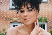 Load image into Gallery viewer, The Pink Reef Austria Earring in Emerald and Pink