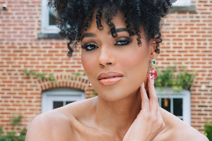 The Pink Reef Austria Earring in Emerald and Pink