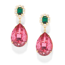 Load image into Gallery viewer, The Pink Reef Austria Earring in Emerald and Pink