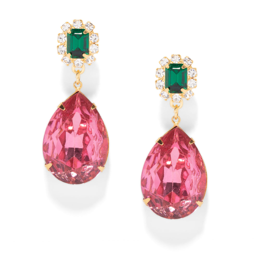 The Pink Reef Austria Earring in Emerald and Pink