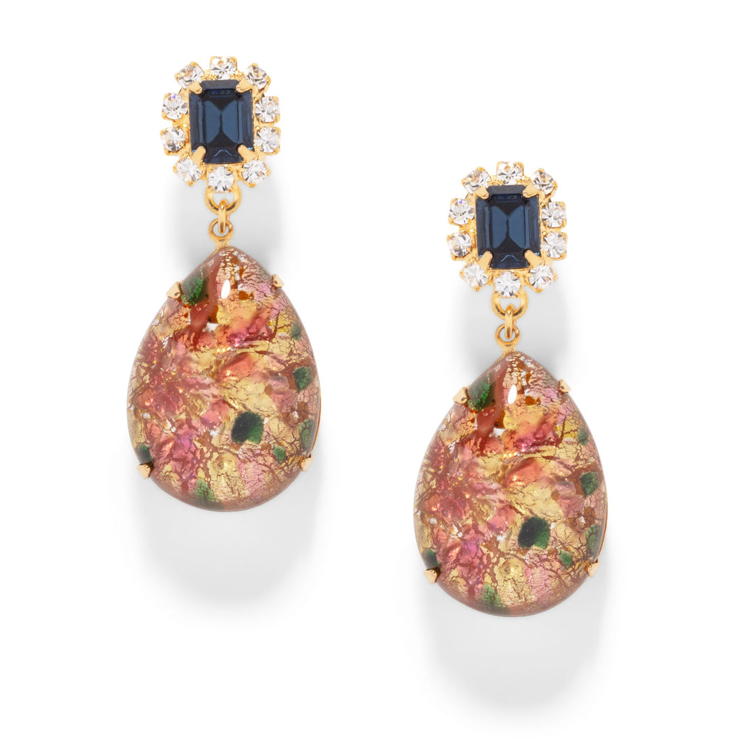 The Pink Reef Austria Earring in Navy Fire Opal
