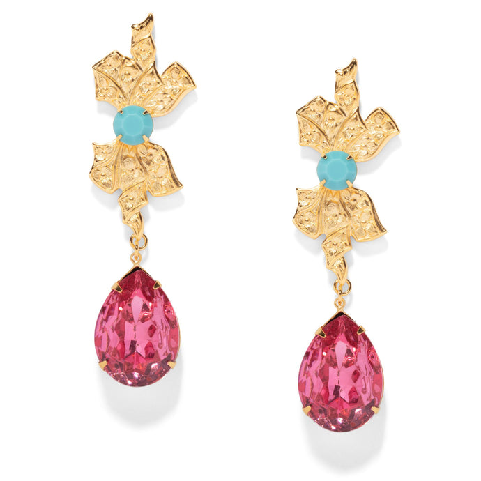 The Pink Reef Opera Earring in Pink Crystal