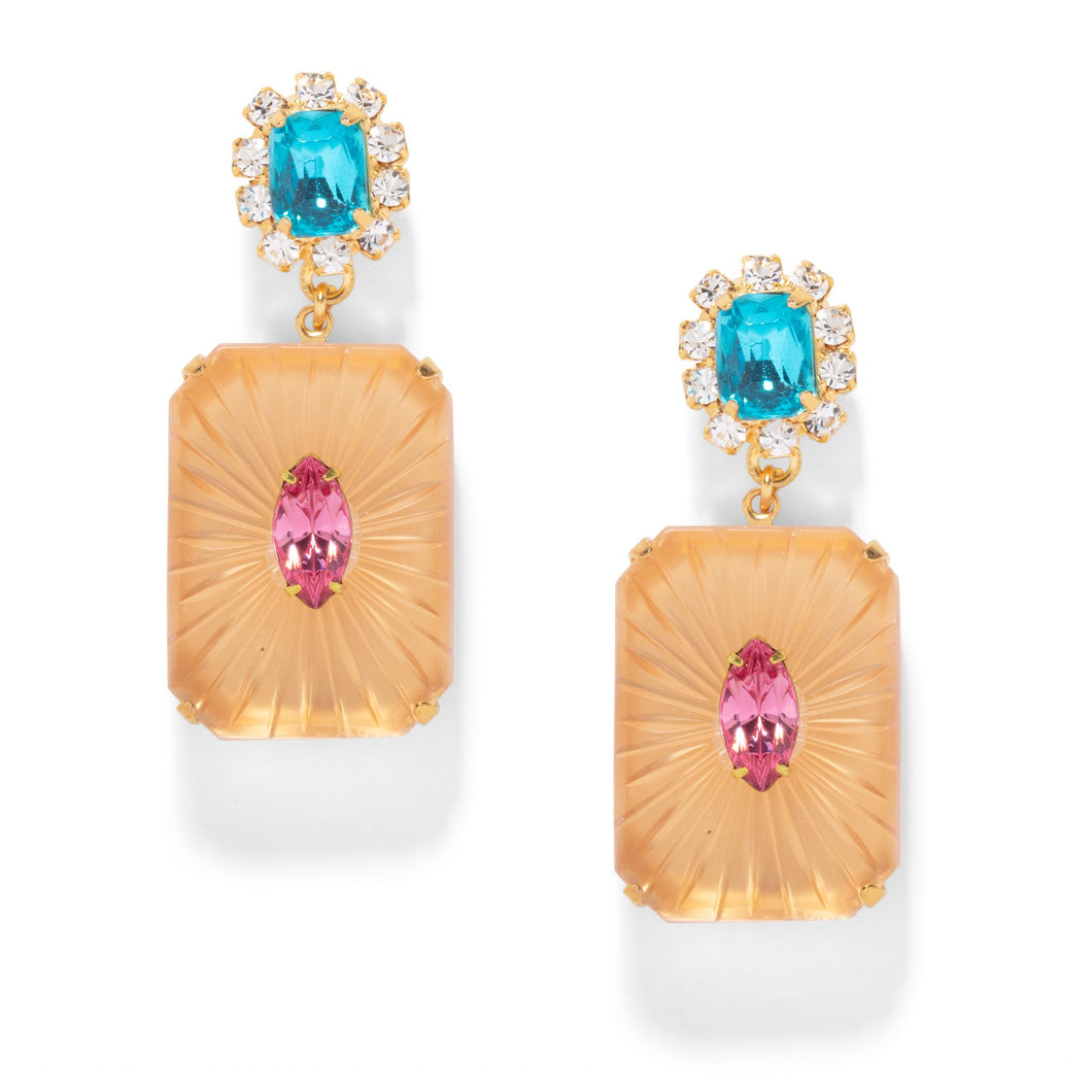 The Pink Reef Vintage Sunray Glass Earring