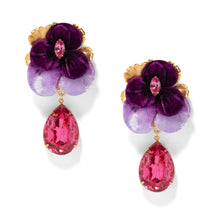 Load image into Gallery viewer, The Pink Reef Pink Crystal Pansy Earring