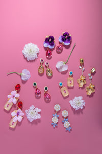 The Pink Reef Austria Earring in Navy Fire Opal