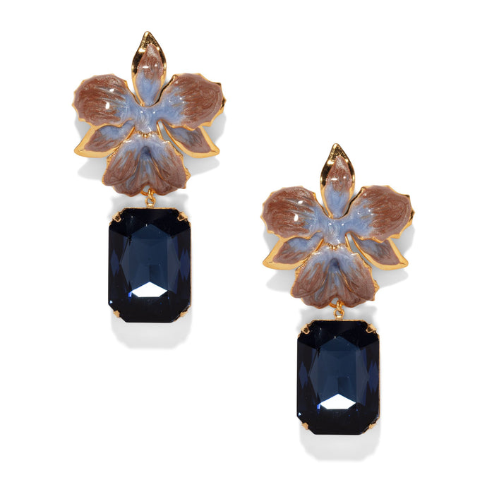 The Pink Reef Vanilla Orchid Jeweled Drop in Brown Navy