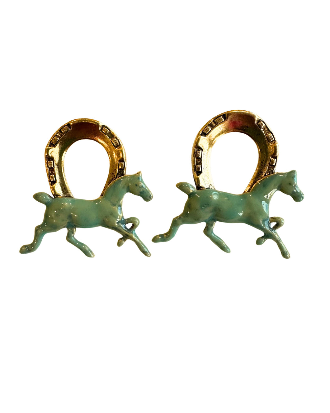 The Pink Reef Keeneland Horse Earring in Porcelain Blue