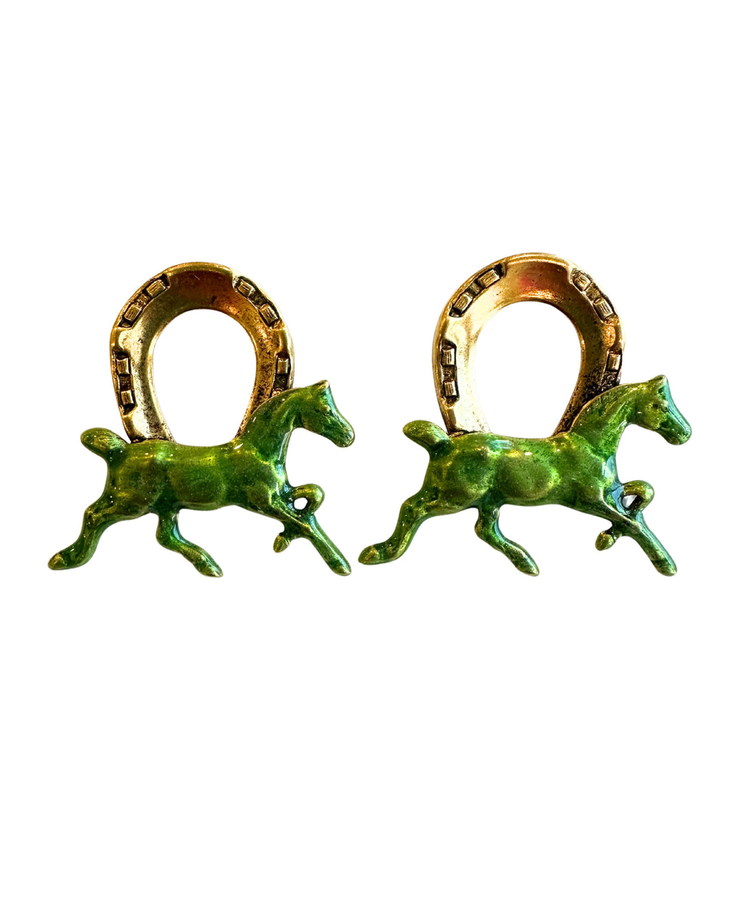 The Pink Reef Keeneland Horse Earring in Emerald