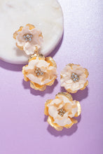 Load image into Gallery viewer, The Pink Reef Ivory Hand Cut Florals with Crystal Center