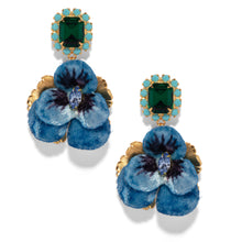 Load image into Gallery viewer, The Pink Reef Emerald Blue Pansy Earring