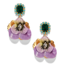 Load image into Gallery viewer, The Pink Reef Emerald Lavender Pansy Earring