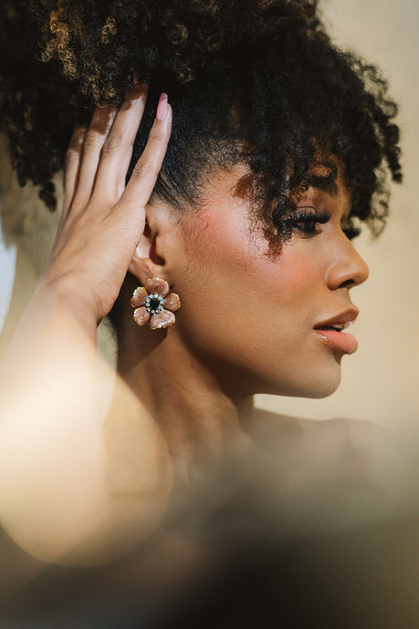 The Pink Reef Small Hand painted Floral in Brown Sapphire