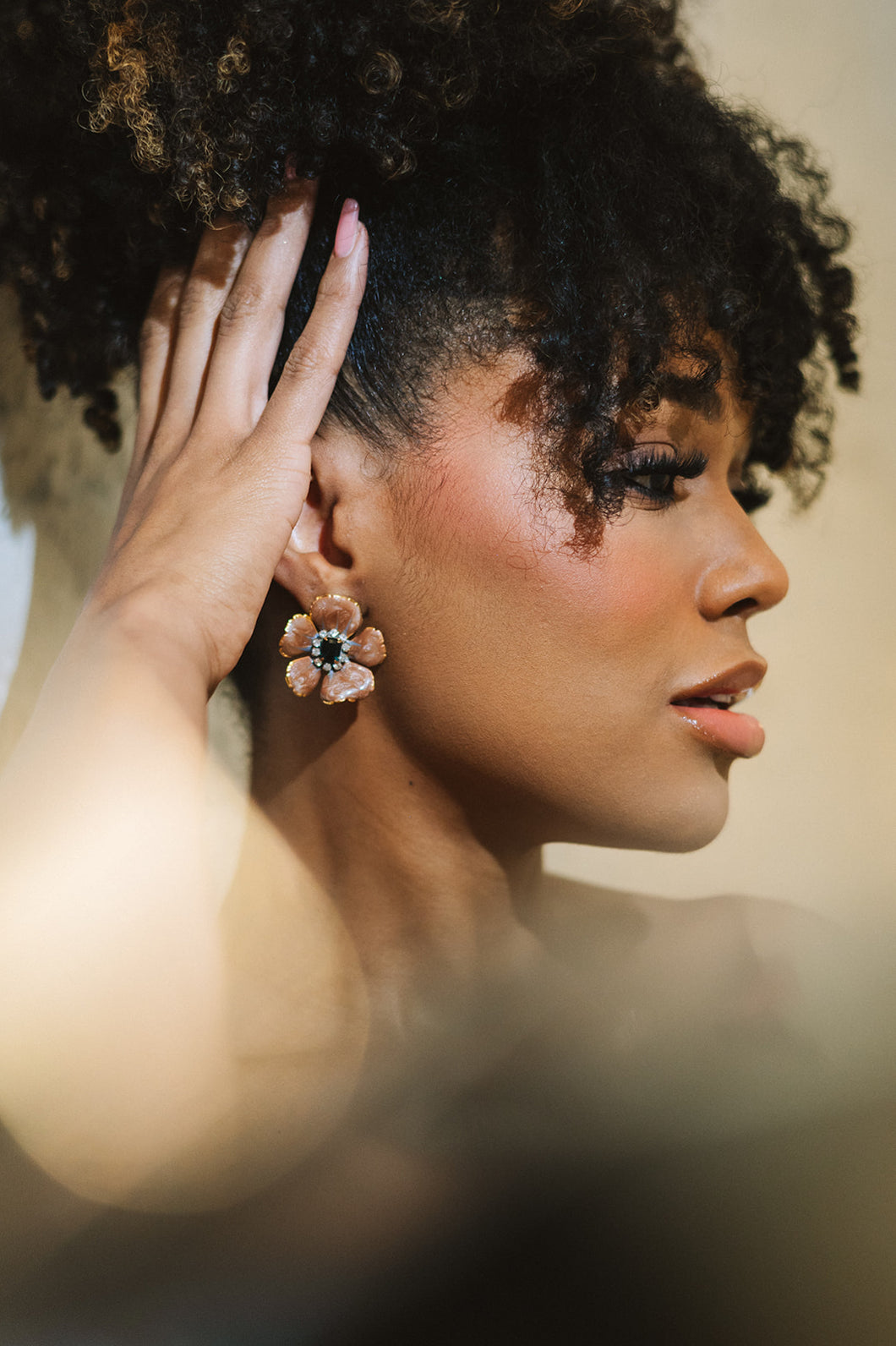 The Pink Reef Small Hand painted Floral in Brown Sapphire