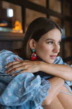 Load image into Gallery viewer, The Pink Reef Emerald Ruby Pansy Earring