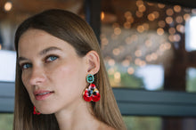 Load image into Gallery viewer, The Pink Reef Emerald Ruby Pansy Earring