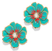 Load image into Gallery viewer, The Pink Reef Large Jewel Box Floral Earrings