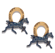 Load image into Gallery viewer, The Pink Reef Keeneland Horse Earring in Navy