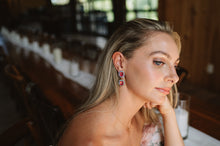 Load image into Gallery viewer, The Pink Reef Twin Gem Earring in Bright Pink