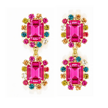 Load image into Gallery viewer, The Pink Reef Twin Crystal Earrings in 90’s Pink