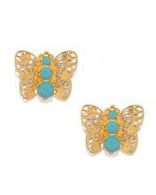 Load image into Gallery viewer, The Pink Reef Filagree Butterfly Stud in Turquoise