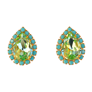 The Pink Reef Pear Stud in Light Green