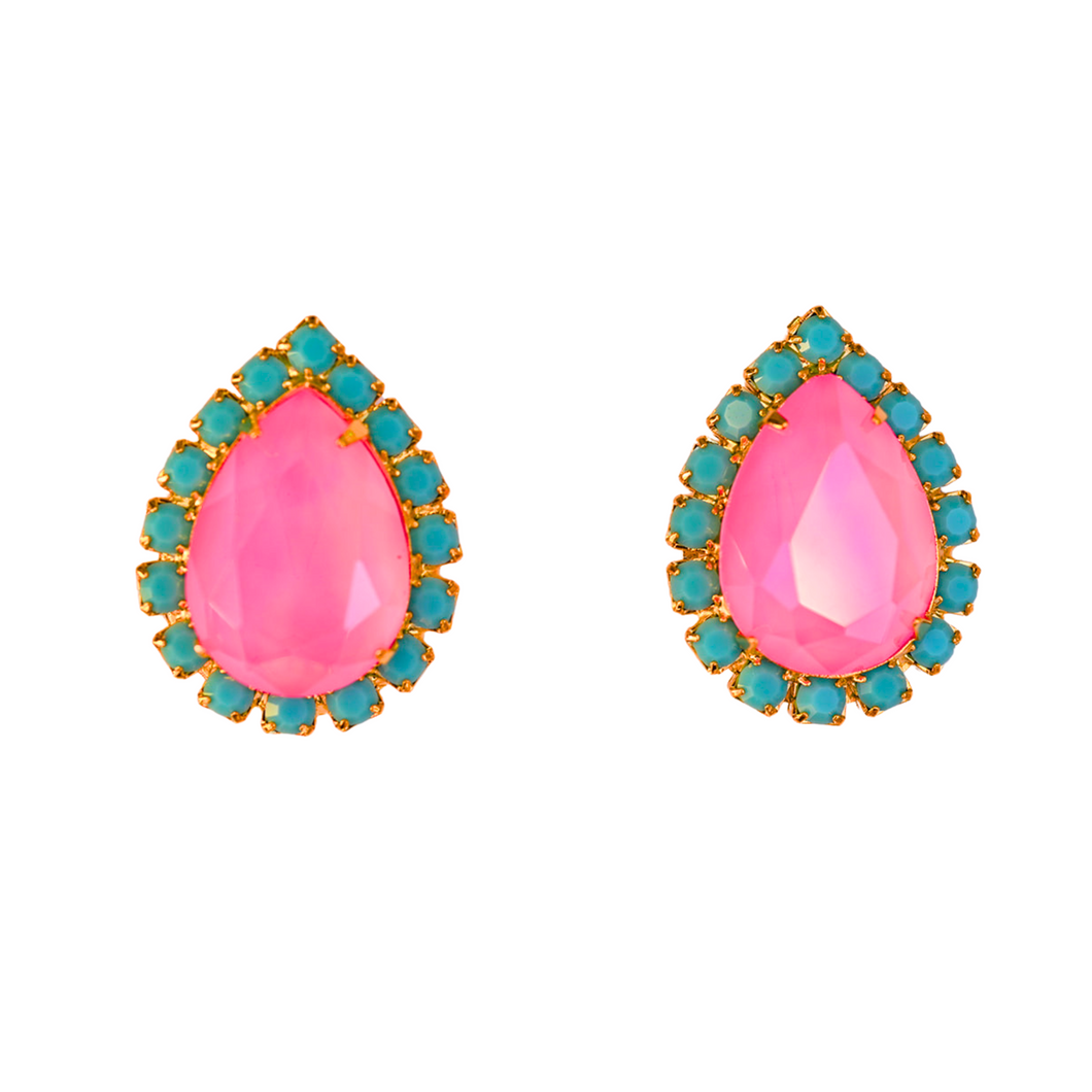 The Pink Reef Pear Stud in Bubble Gum