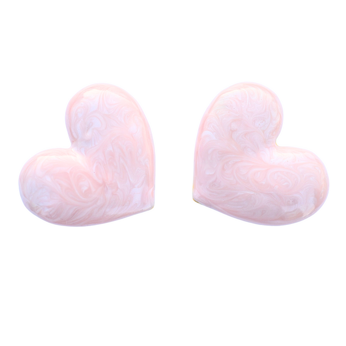 The Pink Reef Oversized Puff Heart Stud in Pink Pearl