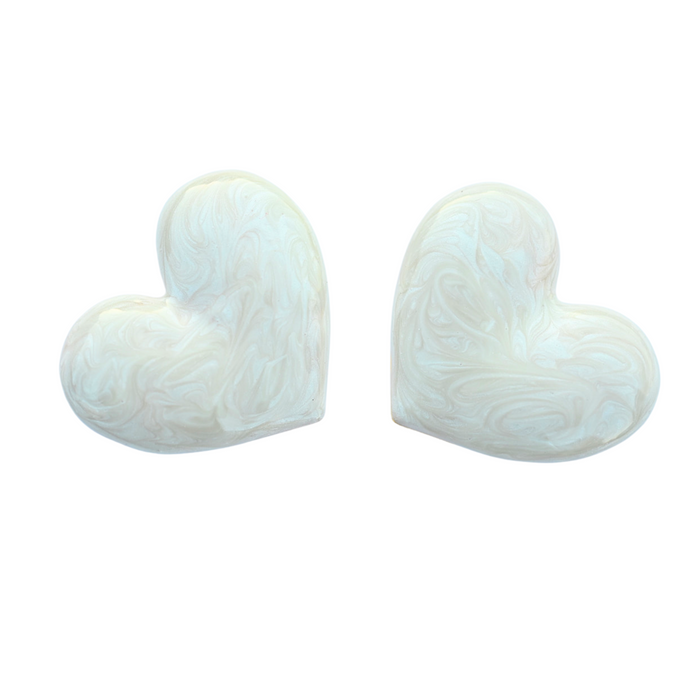 NINE LEFT: The Pink Reef Oversized Puff Heart Stud in Pearl