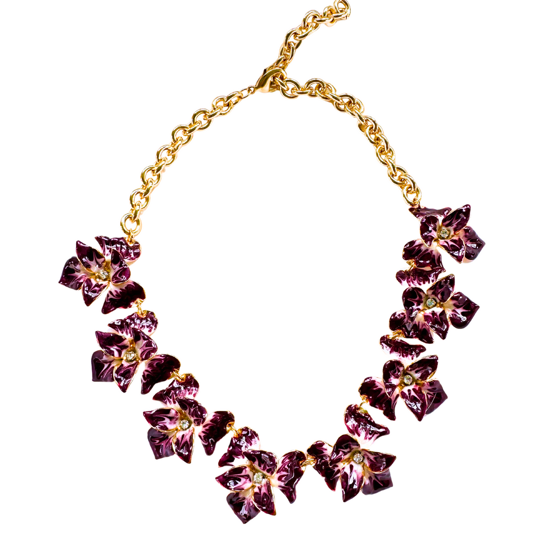 The Pink Reef Orchid Necklace in Plum