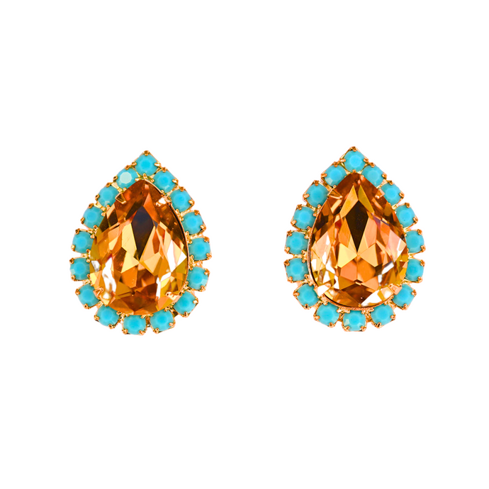 The Pink Reef Pear Stud in Sunflower