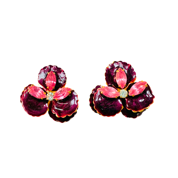 The Pink Reef plum pansy stud