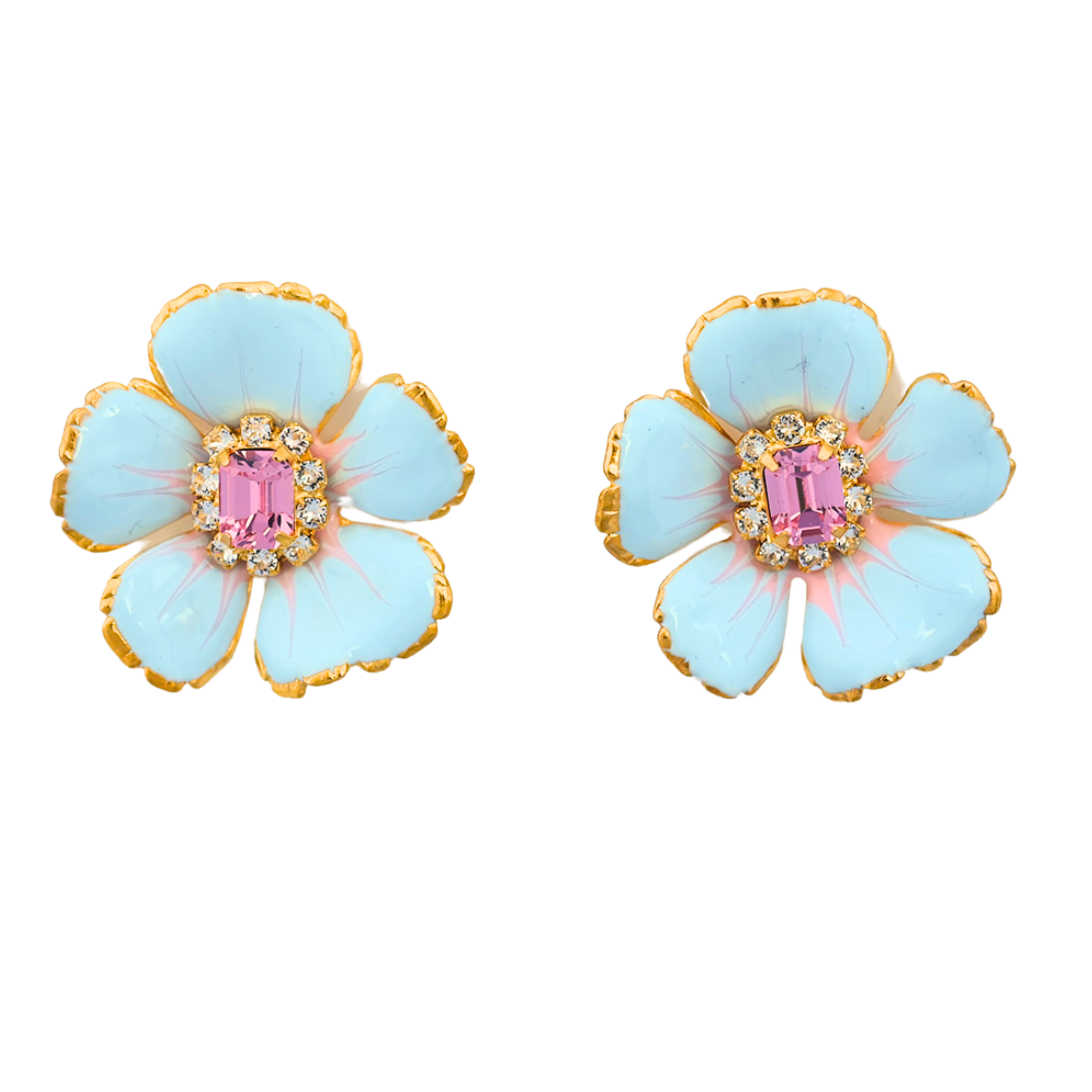 The Pink Reef Small Hand painted Baby Blue Floral