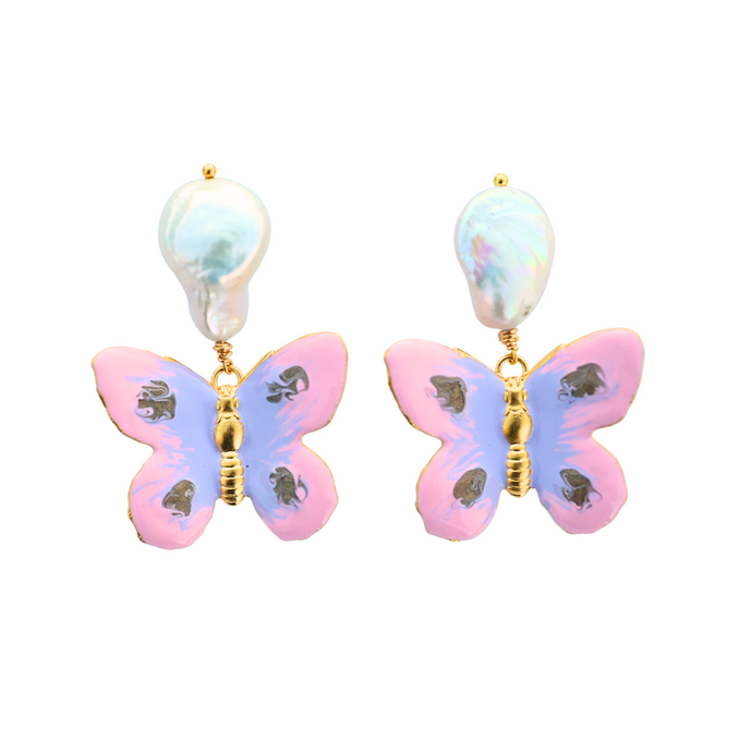 The Pink Reef Small Pearl Butterfly in Pink and Lavender