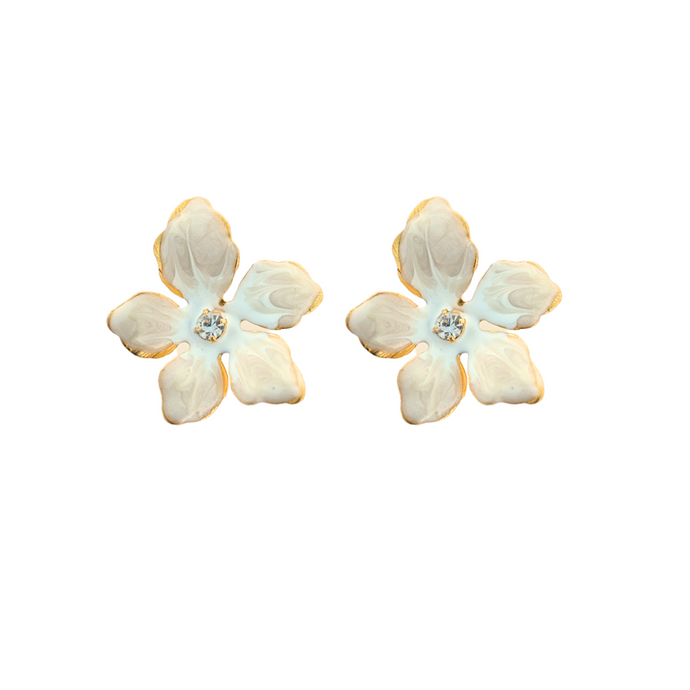 The Pink Reef Cascade Mini Stud in Pearl and White
