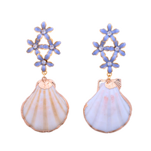 Load image into Gallery viewer, The Pink Reef Blue Pearl Shell Dangles