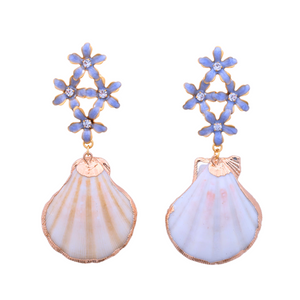 The Pink Reef Blue Pearl Shell Dangles