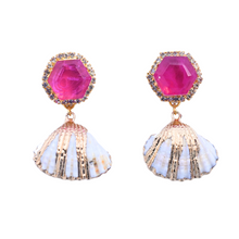 Load image into Gallery viewer, The Pink Reef Tourmaline Shell Dangles