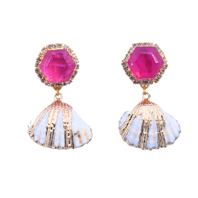 The Pink Reef Tourmaline Shell Dangles