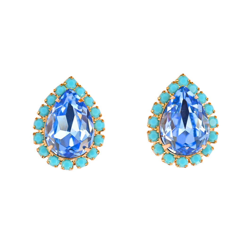 The Pink Reef Pear Stud in Light Blue