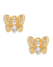 Load image into Gallery viewer, The Pink Reef Filagree Butterfly Stud in Crystal
