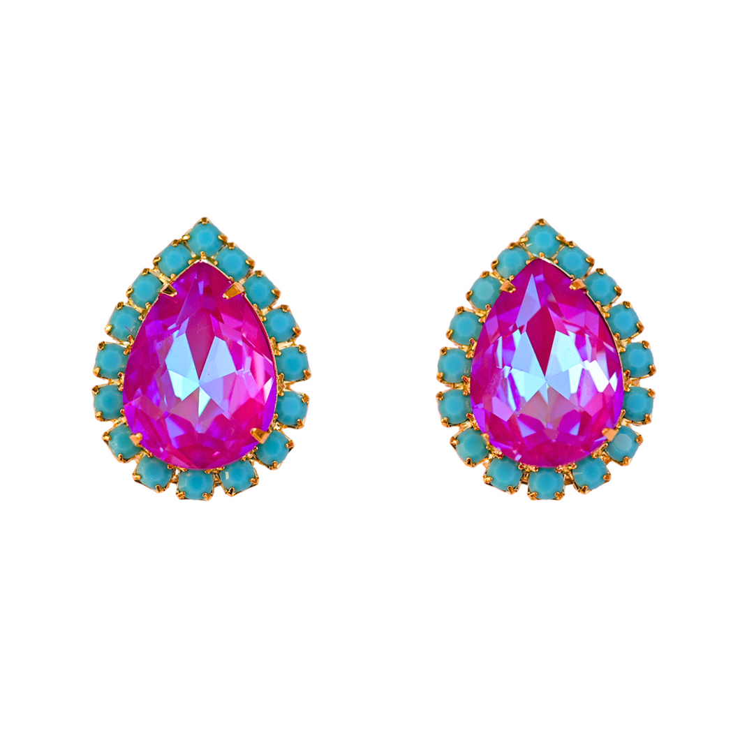 The Pink Reef Pear Stud in Lotus Pink