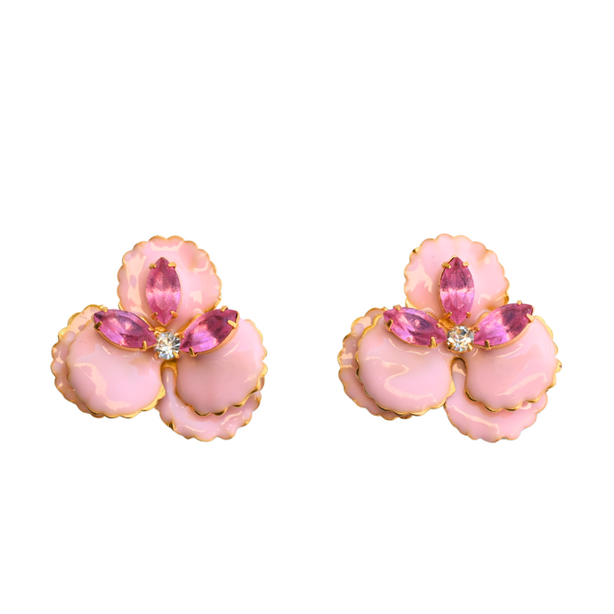 The Pink Reef Pink Jeweled pansy stud