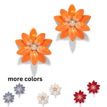 Load image into Gallery viewer, The Pink Reef Dahlia Hand Painted Floral Earring