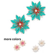 Load image into Gallery viewer, The Pink Reef Hand Painted Azalea Earrings