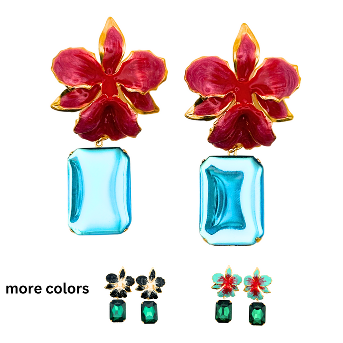 The Pink Reef Vanilla Orchid Jeweled Drop Earring