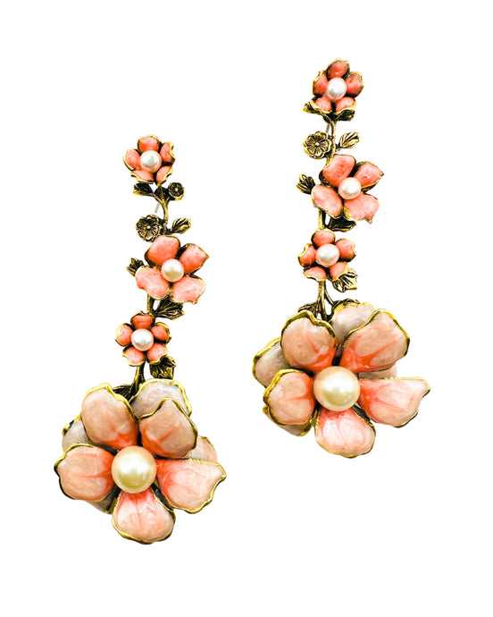 The Pink Reef Big Bloom Earring in Coral