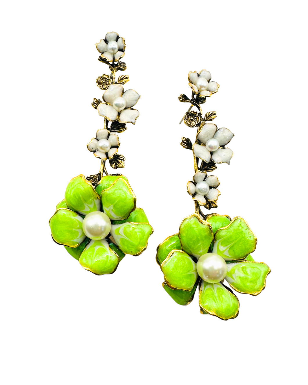 The Pink Reef Big Bloom Earring in Lime